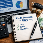 Simulation de crédit personnel 2026 avec taux, durée et mensualités en euros
