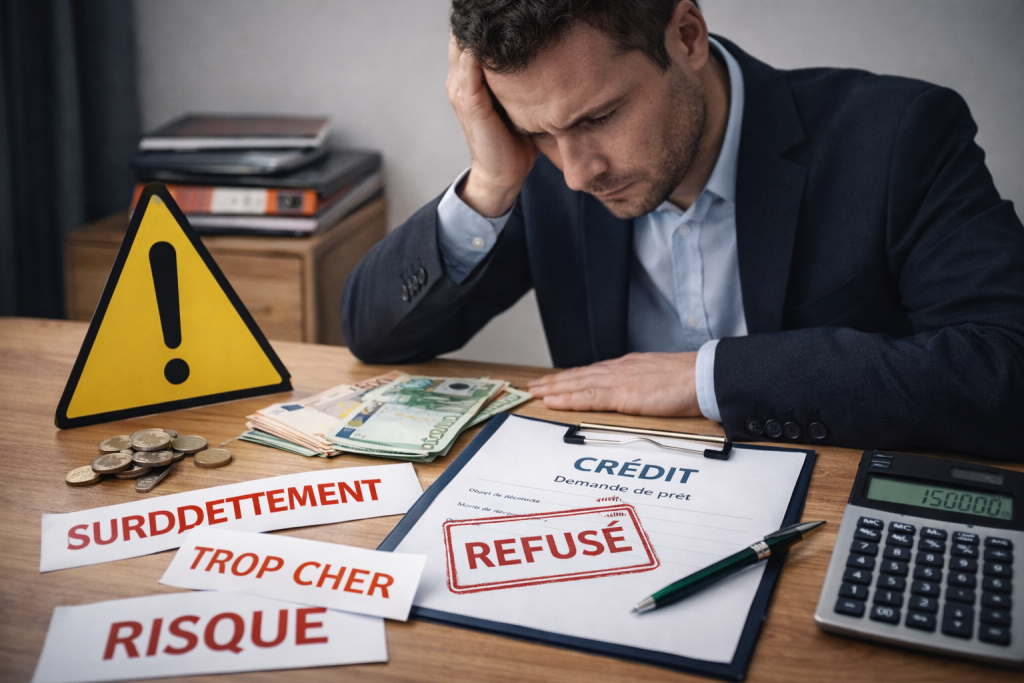 ituation de refus de crédit illustrant les risques du surendettement et d’un endettement mal préparé