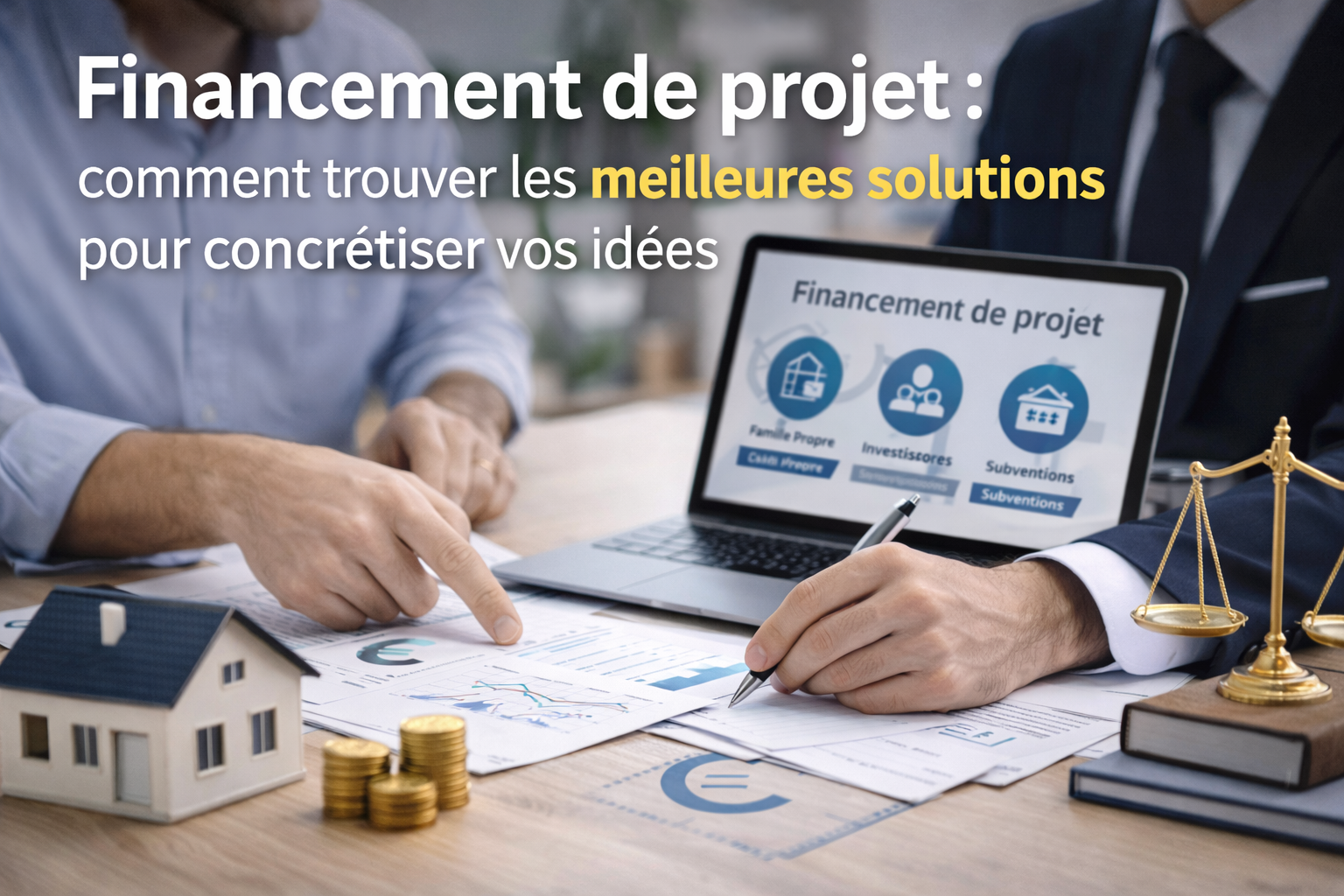 Professionnels analysant des solutions de financement de projet pour concrétiser un investissement