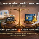 Comparatif 2026 entre crédit personnel et crédit renouvelable avec balance, taux et risques du revolving