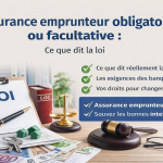 Illustration sur l’assurance emprunteur obligatoire ou facultative selon la loi française, avec symboles juridiques et financiers.