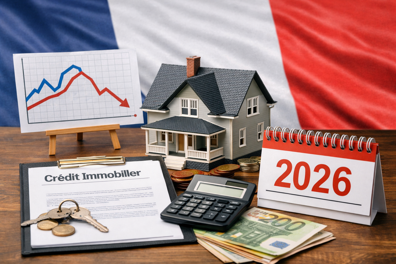 Crédit immobilier France 2026 : maison miniature, taux d’emprunt et évolution du marché