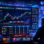 Tableau de bord de cryptocurrency trading avec graphiques Bitcoin et Ethereum et gestion du risque