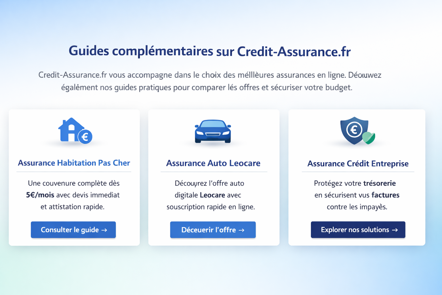 Guides complémentaires sur Credit-Assurance.fr pour assurance habitation, assurance auto et assurance crédit entreprise