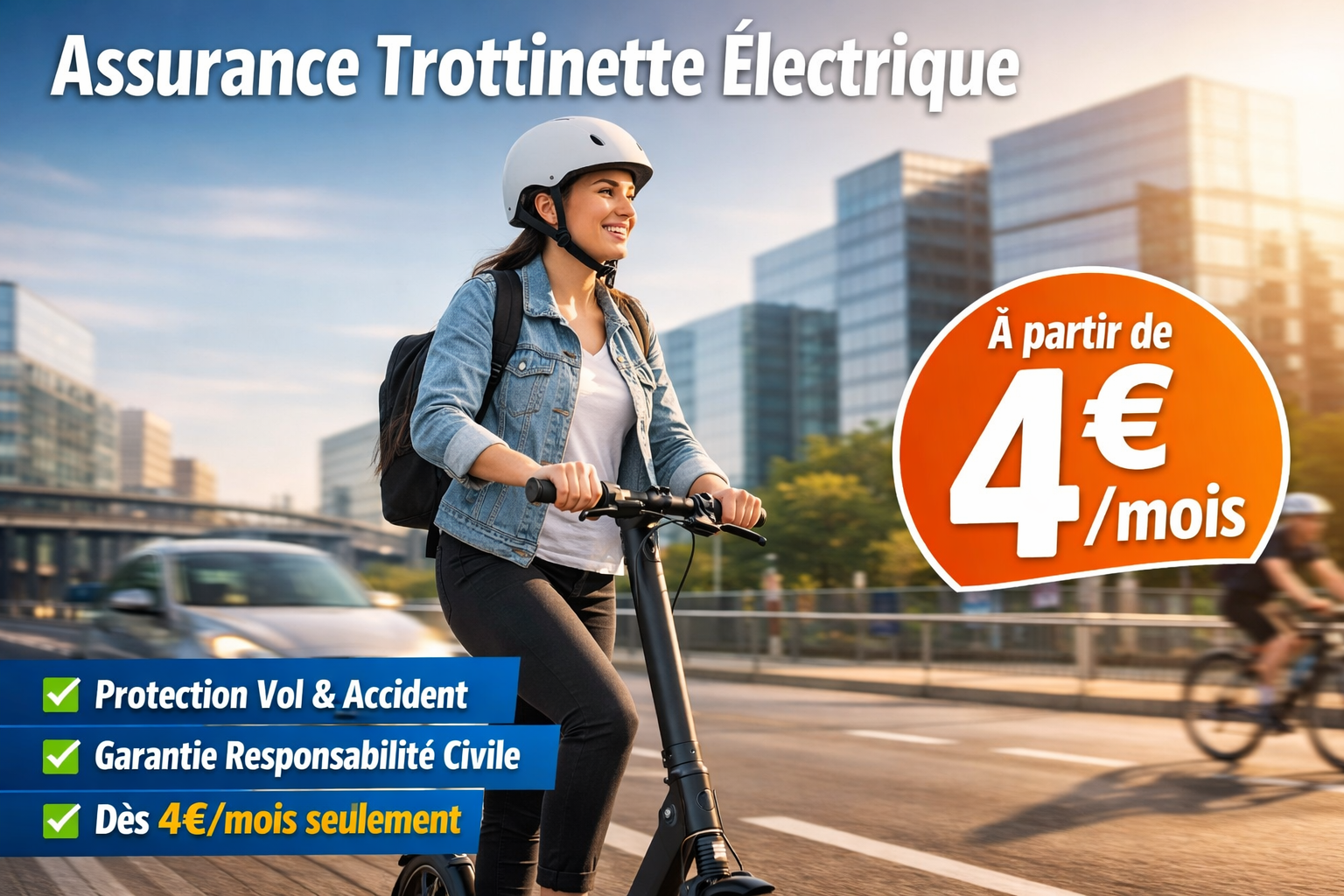 Assurance trottinette électrique dès 4 euros par mois avec garanties vol et accident