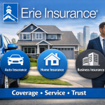 Erie Insurance auto, home and business coverage illustration