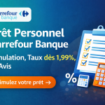 Prêt personnel Carrefour Banque : simulation de crédit, taux dès 1,99 % et avis sur le prêt conso