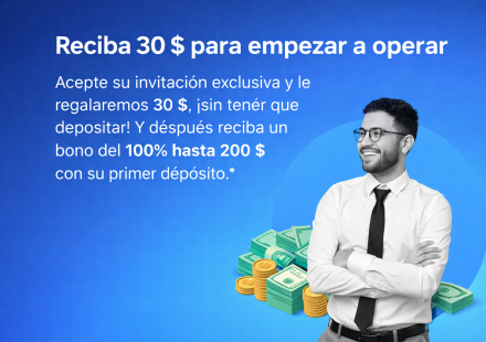 Bono de 30 dólares para empezar a hacer trading sin depósito con oferta promocional y ganancias potenciales