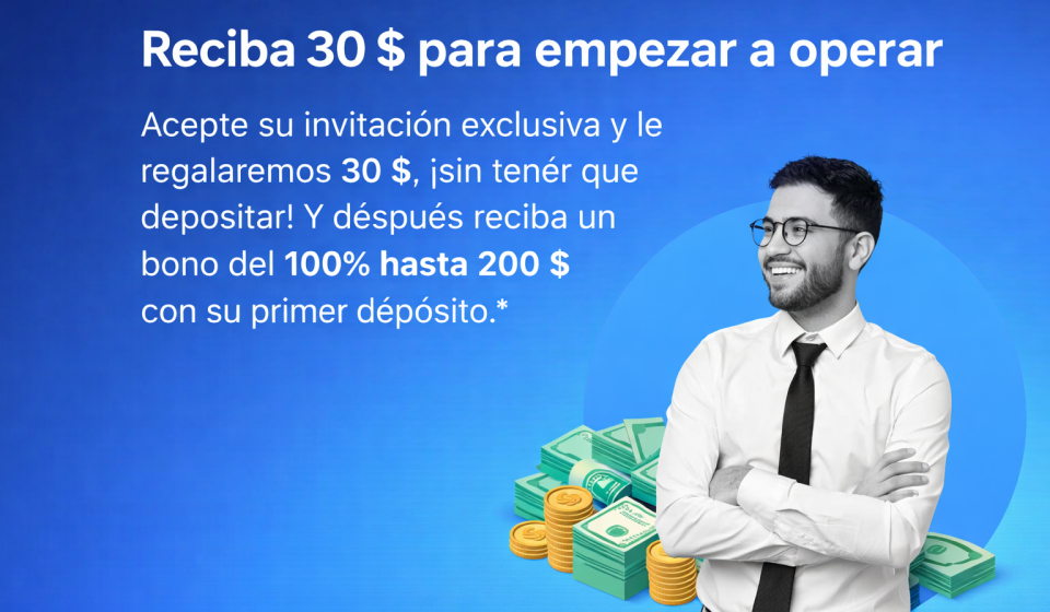 Bono de 30 dólares para empezar a hacer trading sin depósito con oferta promocional y ganancias potenciales